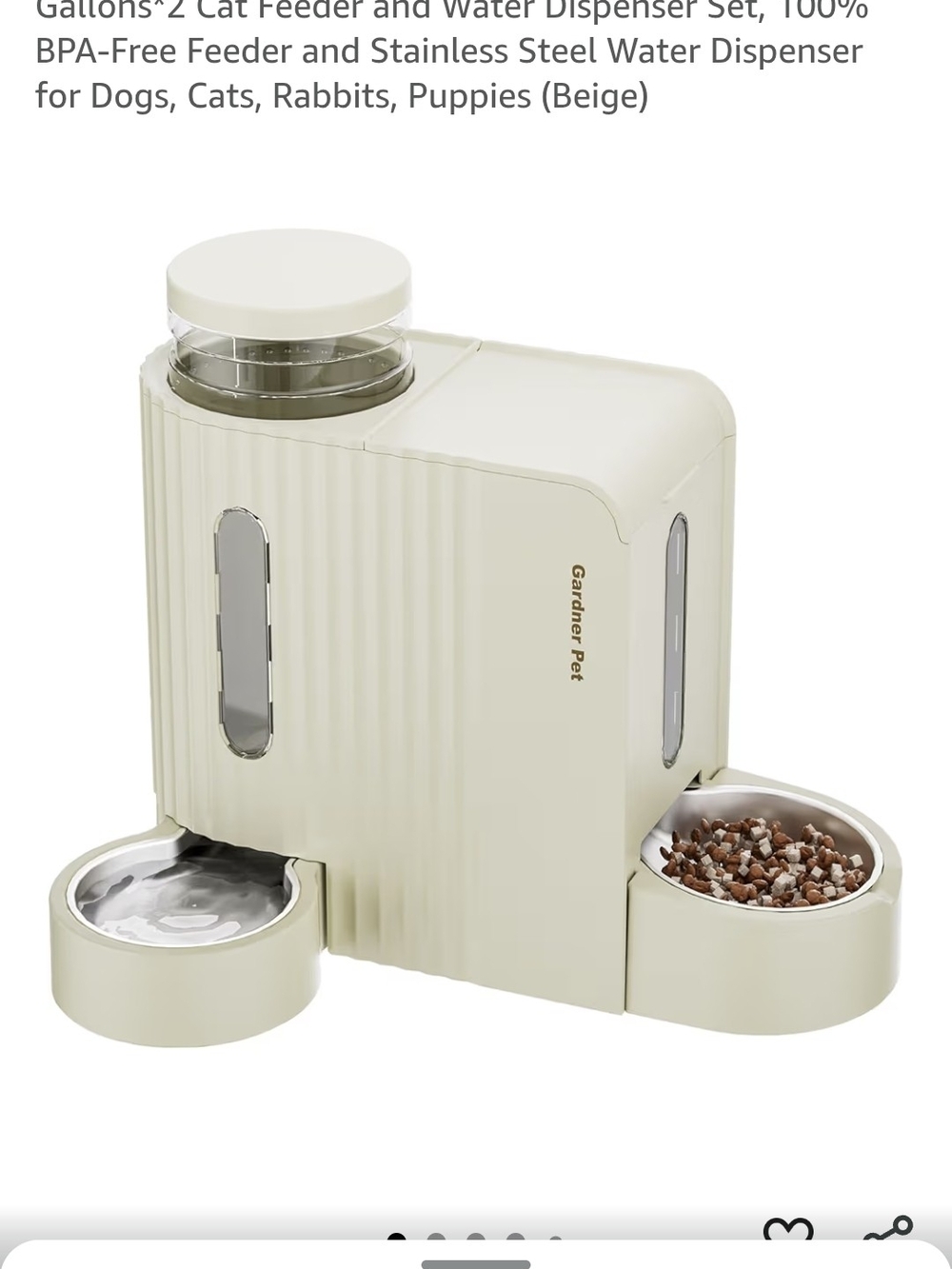 Automatic Pet Feeder & Water Dispenser - Cream